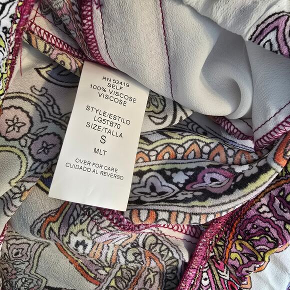 L'Agence Geraldine Cover Up Pant White Multi Paisley Print Relaxed S NEW - Picture 6 of 10